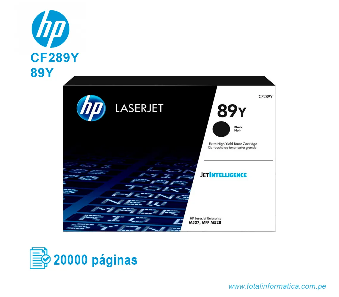 TONER HP 89Y BLACK ( CF289Y ) LASERJET M507, 20K PGS - imagen 1