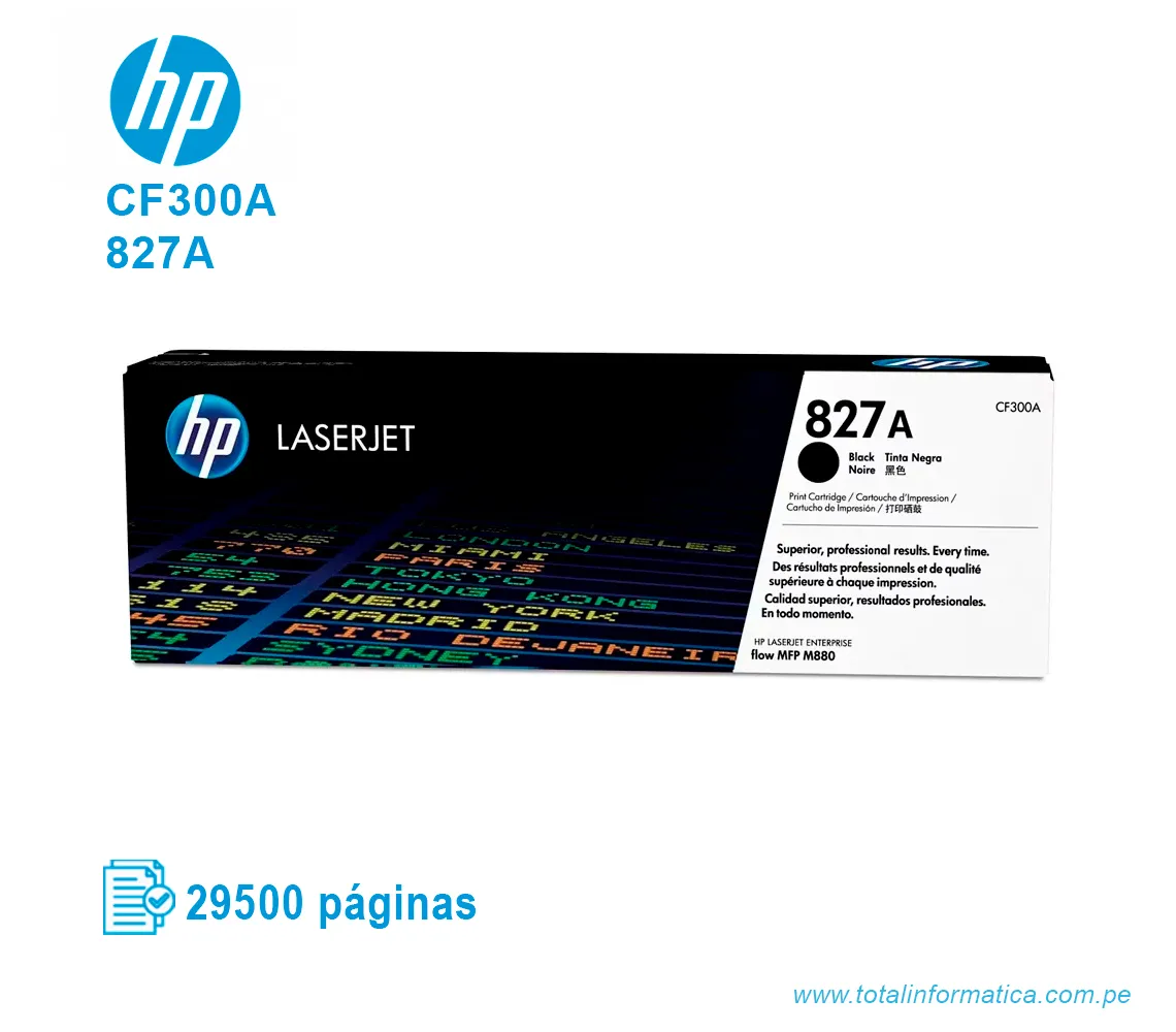 TONER HP 827A BLACK ( CF300A ) LASERJET MFP M880Z, 29500 PGS - imagen 1