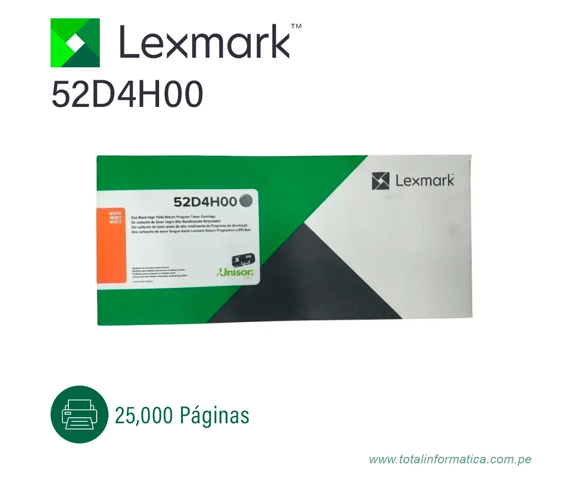 TONER LEXMARK (52D4H00) NEGRO MS821,MS811,MS812,MS810 25,000PG - imagen 2