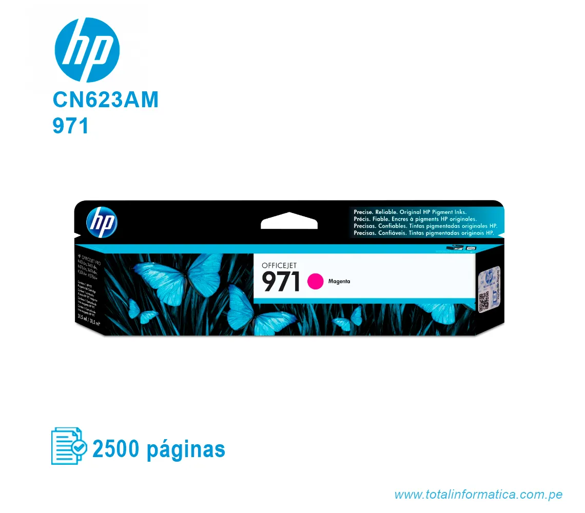TINTA HP 971 MAGENTA ( CN623AM ) OFFICEJET PRO X451, 2500 PAG - imagen 1