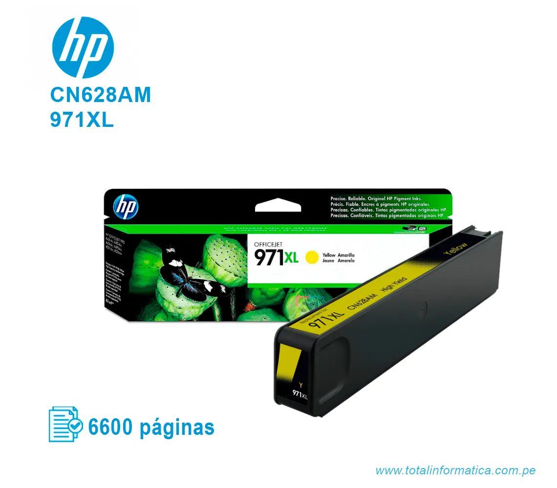 TINTA HP 971XL YELLOW ( CN628AM ) OFFICEJET PRO X451, 6600 PAG - imagen 2