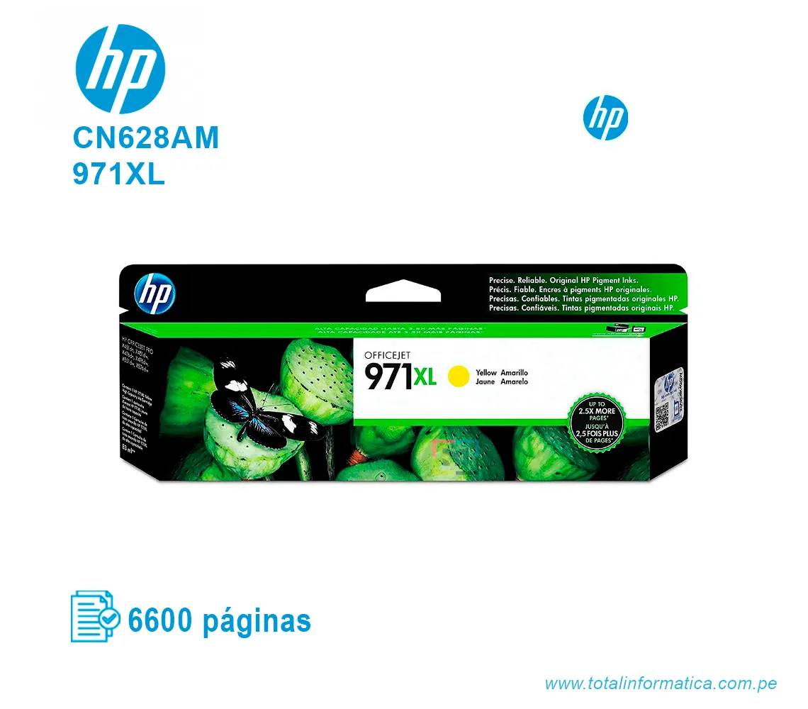 TINTA HP 971XL YELLOW ( CN628AM ) OFFICEJET PRO X451, 6600 PAG - imagen 1