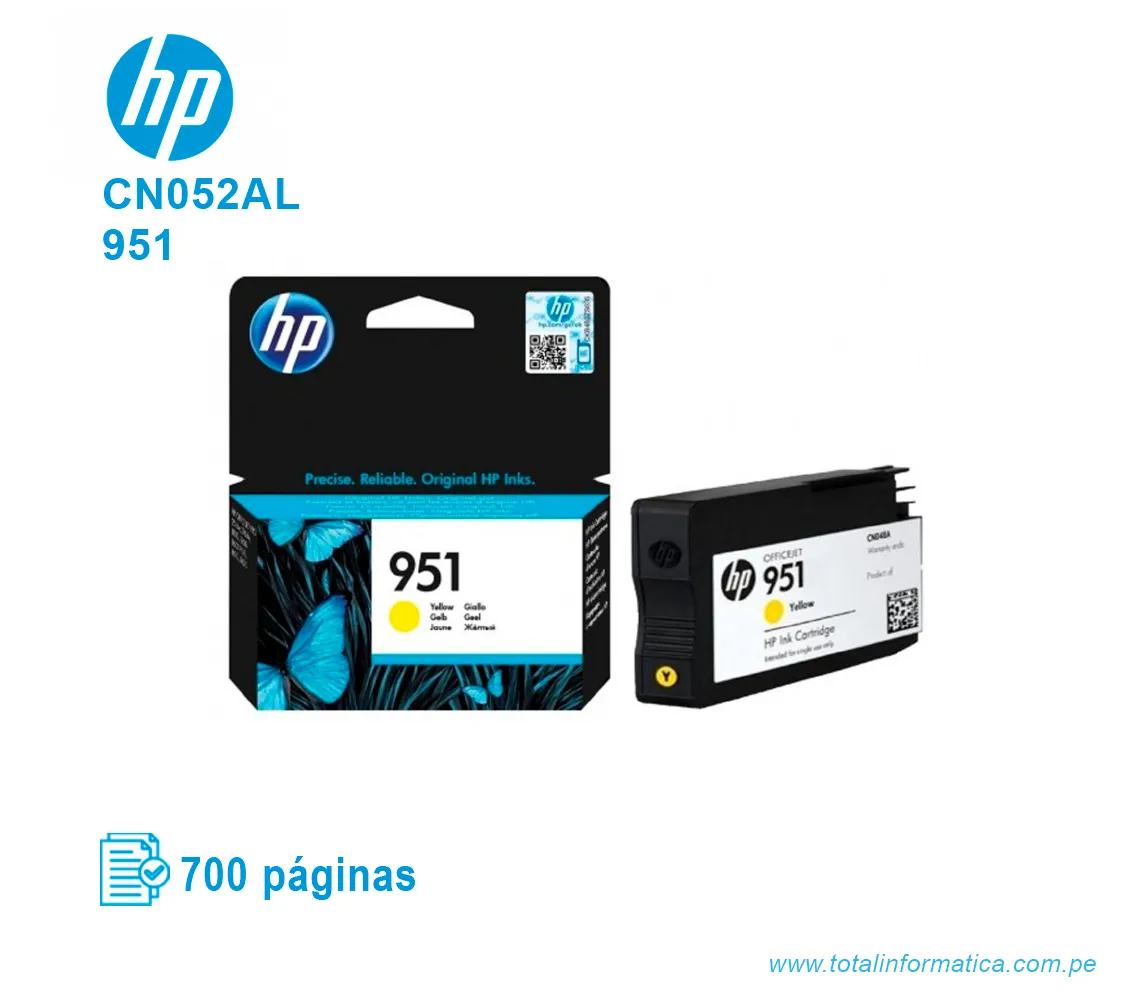 TINTA HP 951 YELLOW ( CN052AL ) OFFICEJET PRO 8600, 700 PAG - imagen 2