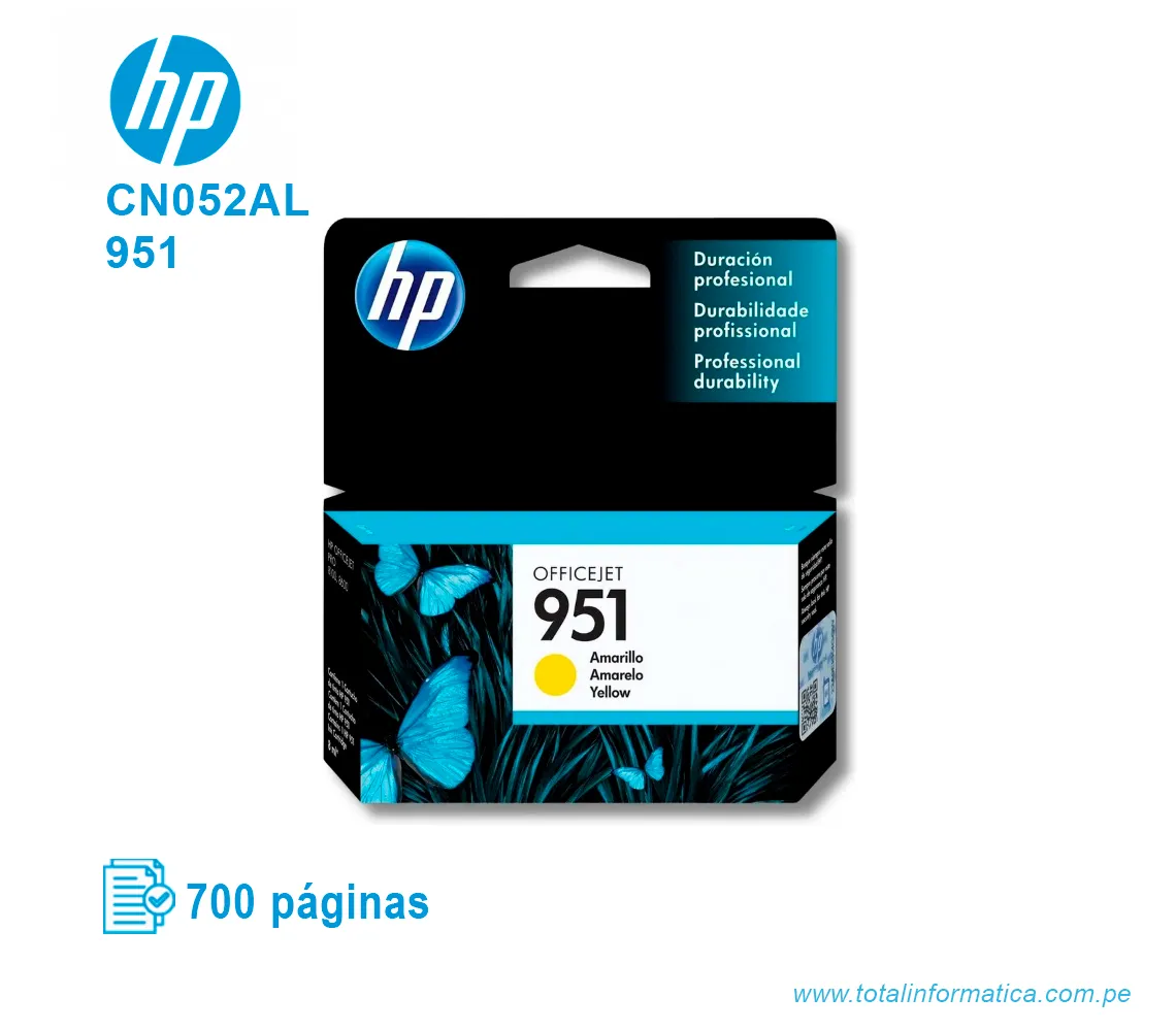 TINTA HP 951 YELLOW ( CN052AL ) OFFICEJET PRO 8600, 700 PAG - imagen 1