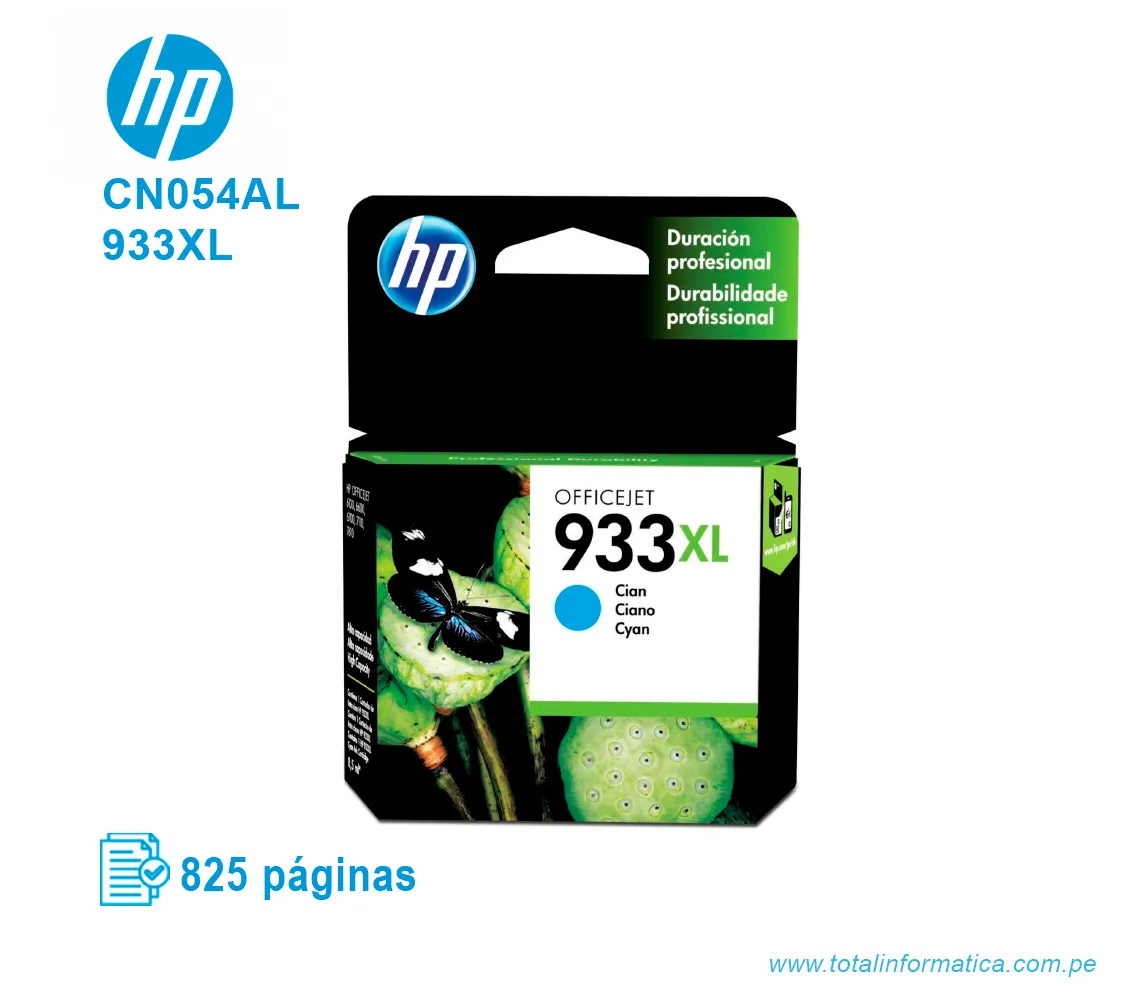 TINTA HP 933XL CYAN ( CN054AL ) OFFICEJET 6700, 825 PAG - imagen 1
