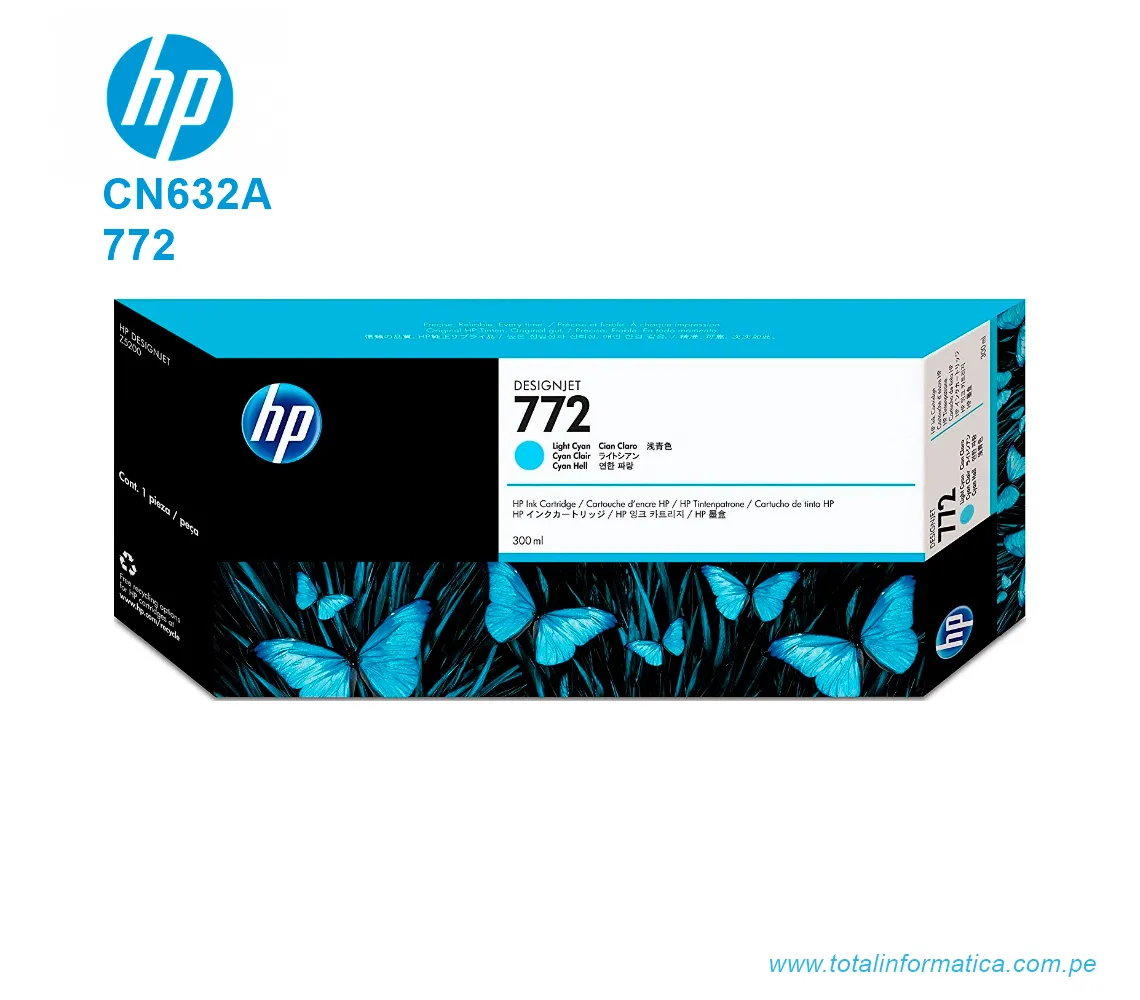 TINTA HP 772 300ML LT CYAN ( CN632A ) DESIGNJET Z5200 - imagen 1