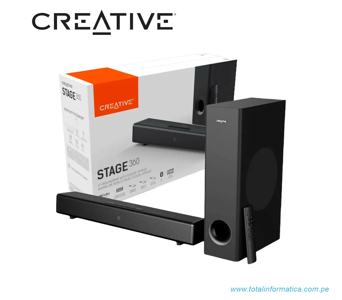 PARLANTE CREATIVE SOUND BAR STAGE 360 2.1, 120W/240W, BLUETOOTH/HDMI, 2.0/HDMI,220V, COLOR NEGRO(51MF8385AA000) - imagen 2
