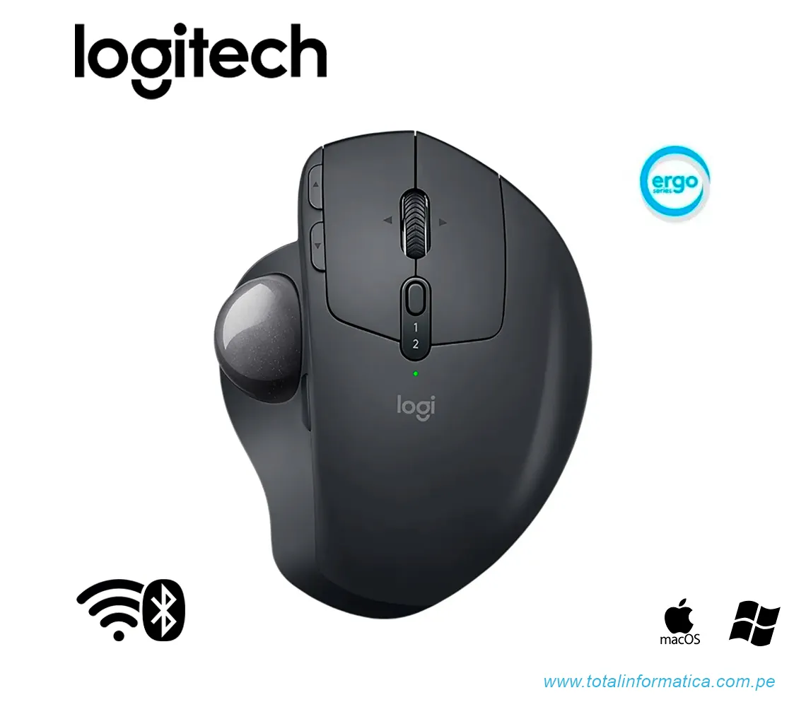 MOUSE LOGITECH MX ERGO WIRELESS TRACKBALL, RECEPTOR USB, RECARGABLE, NEGRO(910-005177) - imagen 1
