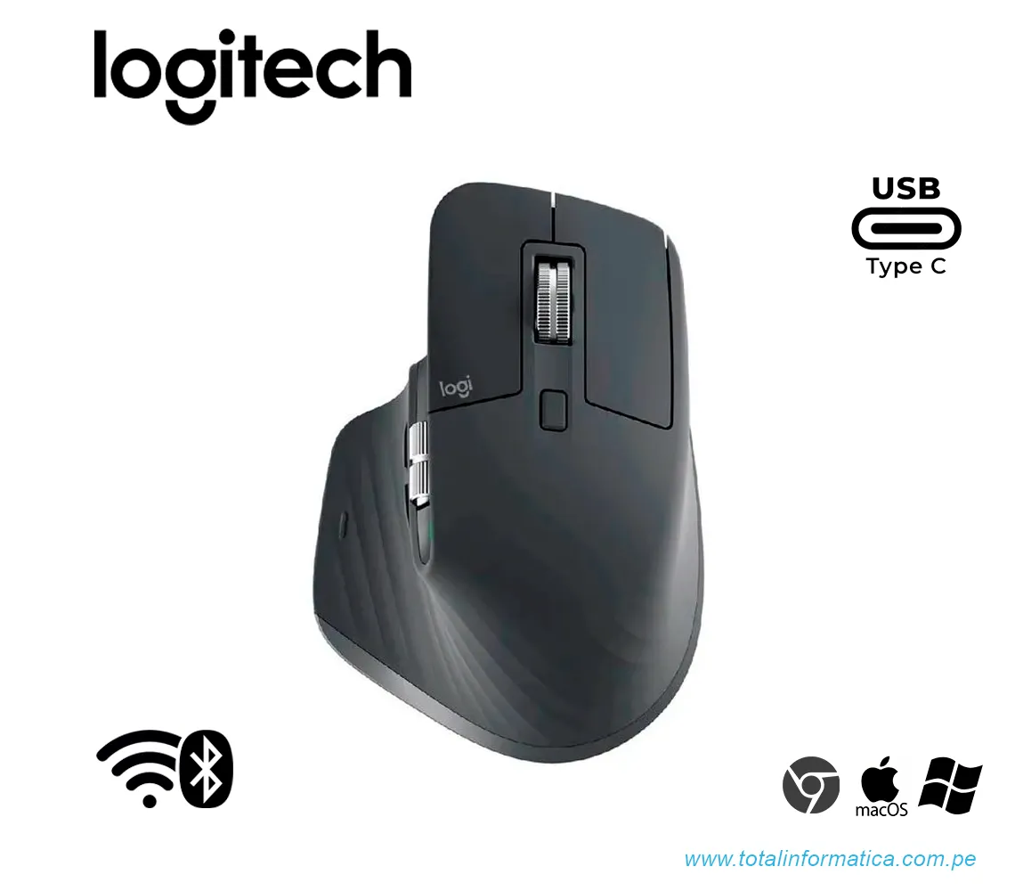 MOUSE LOGITECH MX MASTER 3S, INALAMBRICO/BLUETOOTH, 8K DPI, USB-C, GRAPHITE(910-006561) - imagen 1