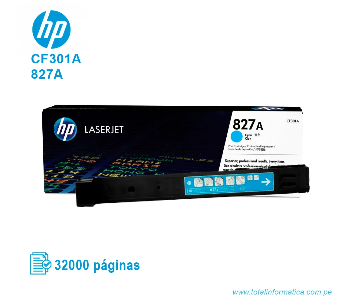 TONER HP 827A CYAN ( CF301A ) LASERJET MFP M880Z, 32000 PGS - imagen 2