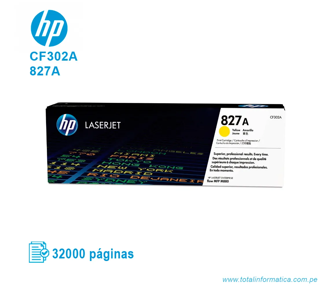 TONER HP 827A YELLOW ( CF302A ) LASERJET MFP M880Z, 32000 PGS - imagen 1