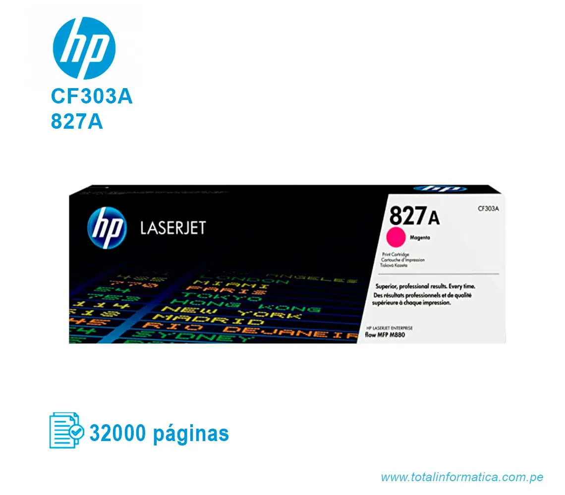 TONER HP 827A Magenta ( CF303A ) LASERJET MFP M880Z, 32000 PGS - imagen 1