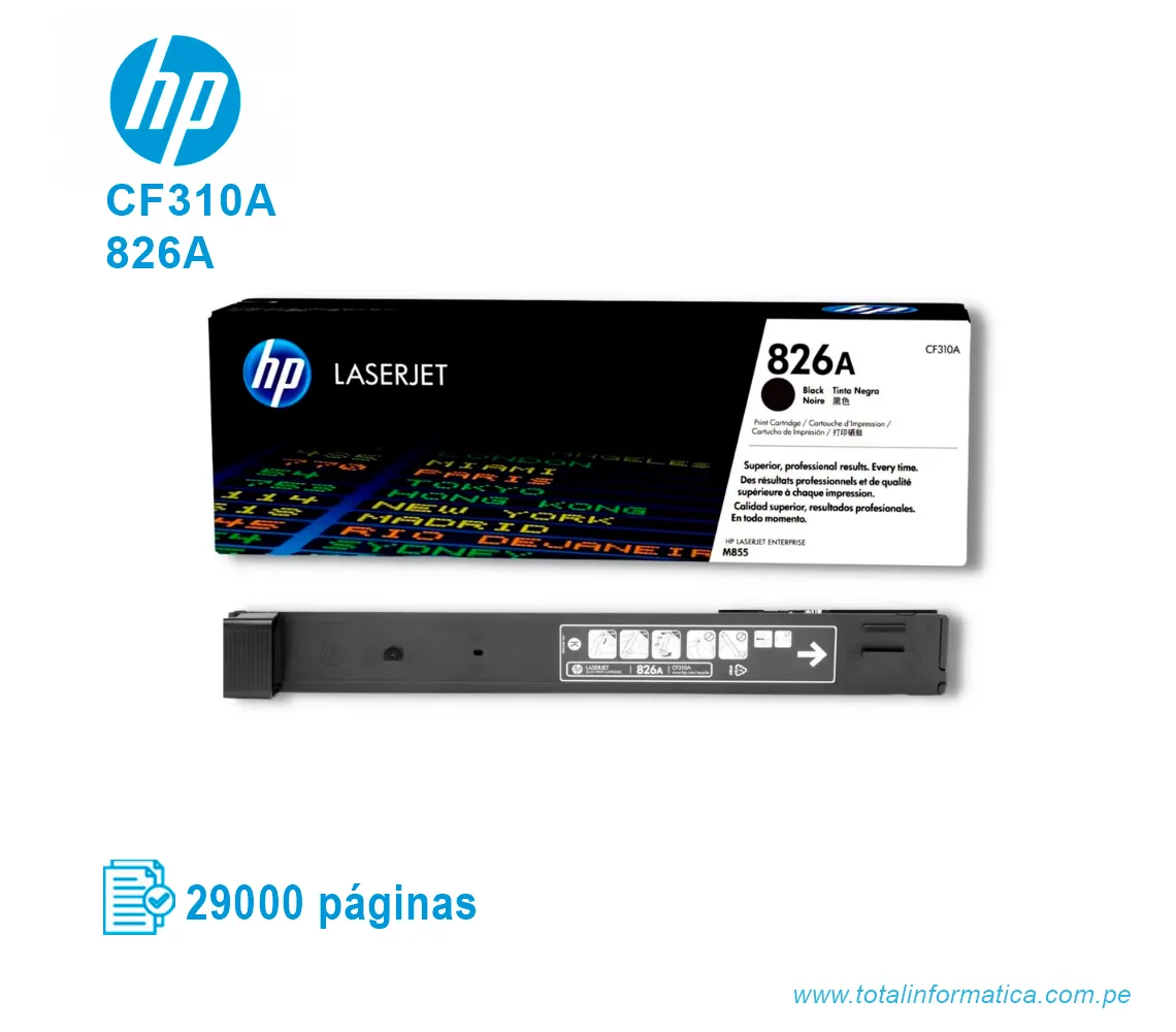 TONER HP 826A BLACK ( CF310A ) LASERJET M855DN, 29000 PGS - imagen 2