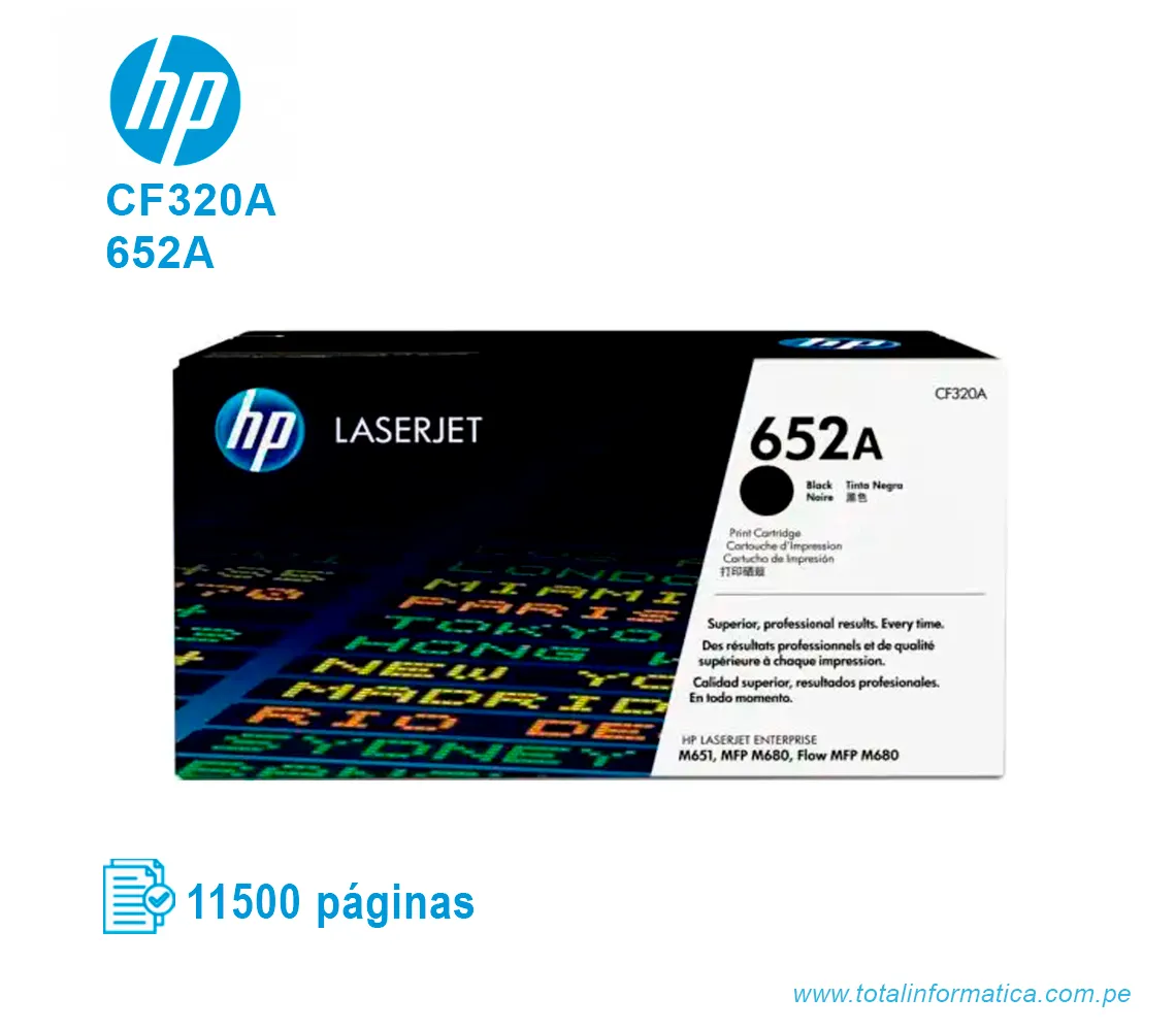 TONER HP 652A BLACK ( CF320A ) LASERJET M680, 11500 PGS - imagen 1