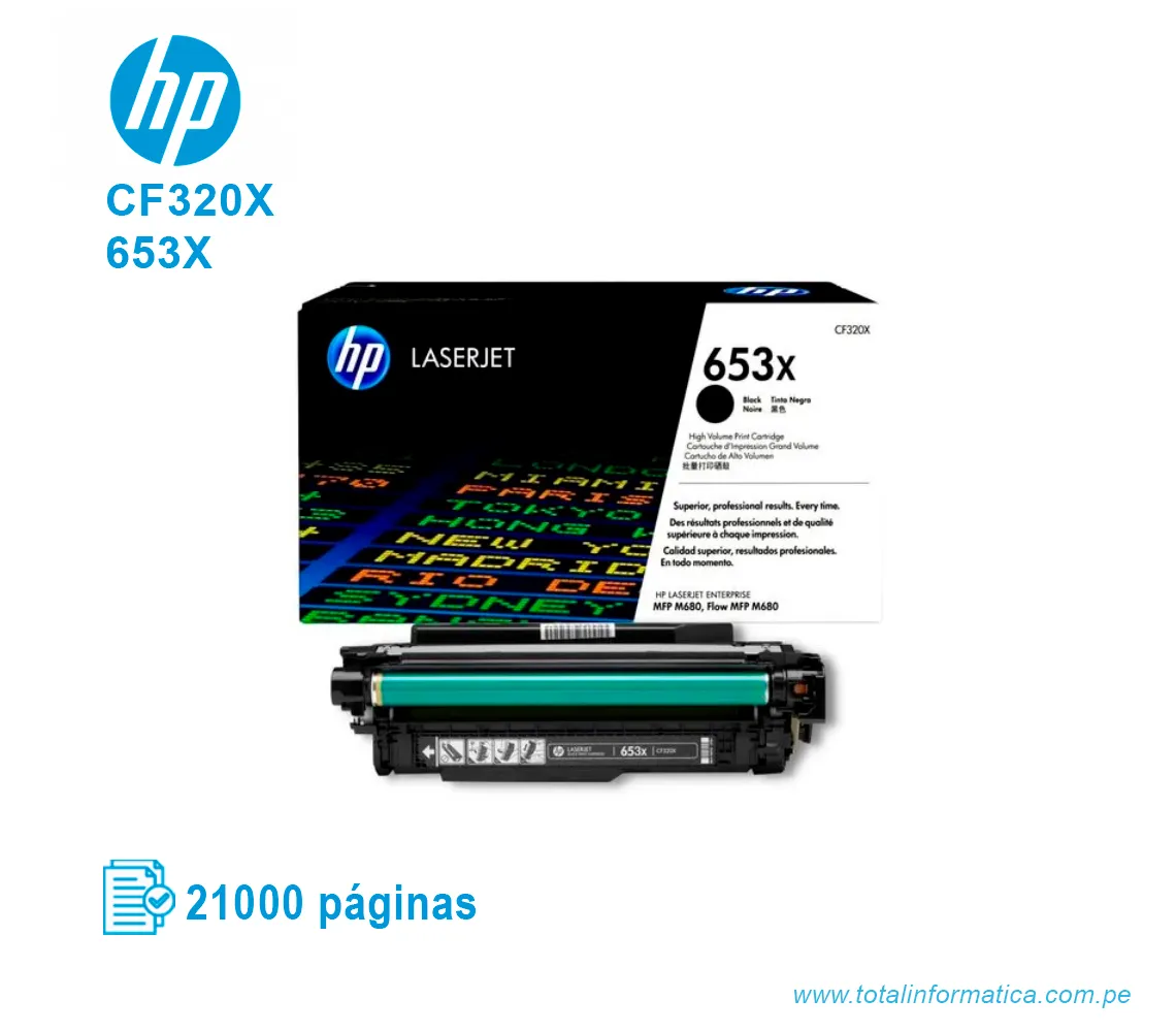 TONER HP 653X BLACK ( CF320X ) LASERJET M680, 21.0K PGS - imagen 2