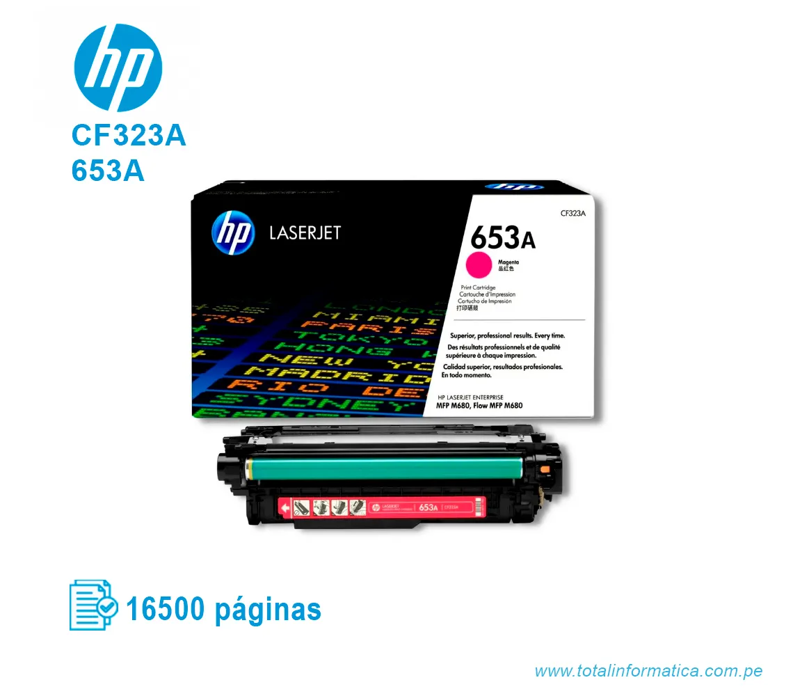 TONER HP 653A MAGENTA ( CF323A ) LASERJET M680, 16.5K PGS - imagen 2