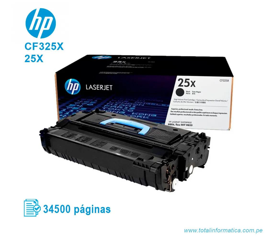 TONER HP 25X BLACK ( CF325X ) LASERJET M680, 34.5K PGS - imagen 2