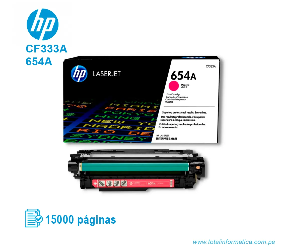 TONER HP 654A MAGENTA ( CF333A ) LASERJET M651, 15.0K PGS - imagen 2
