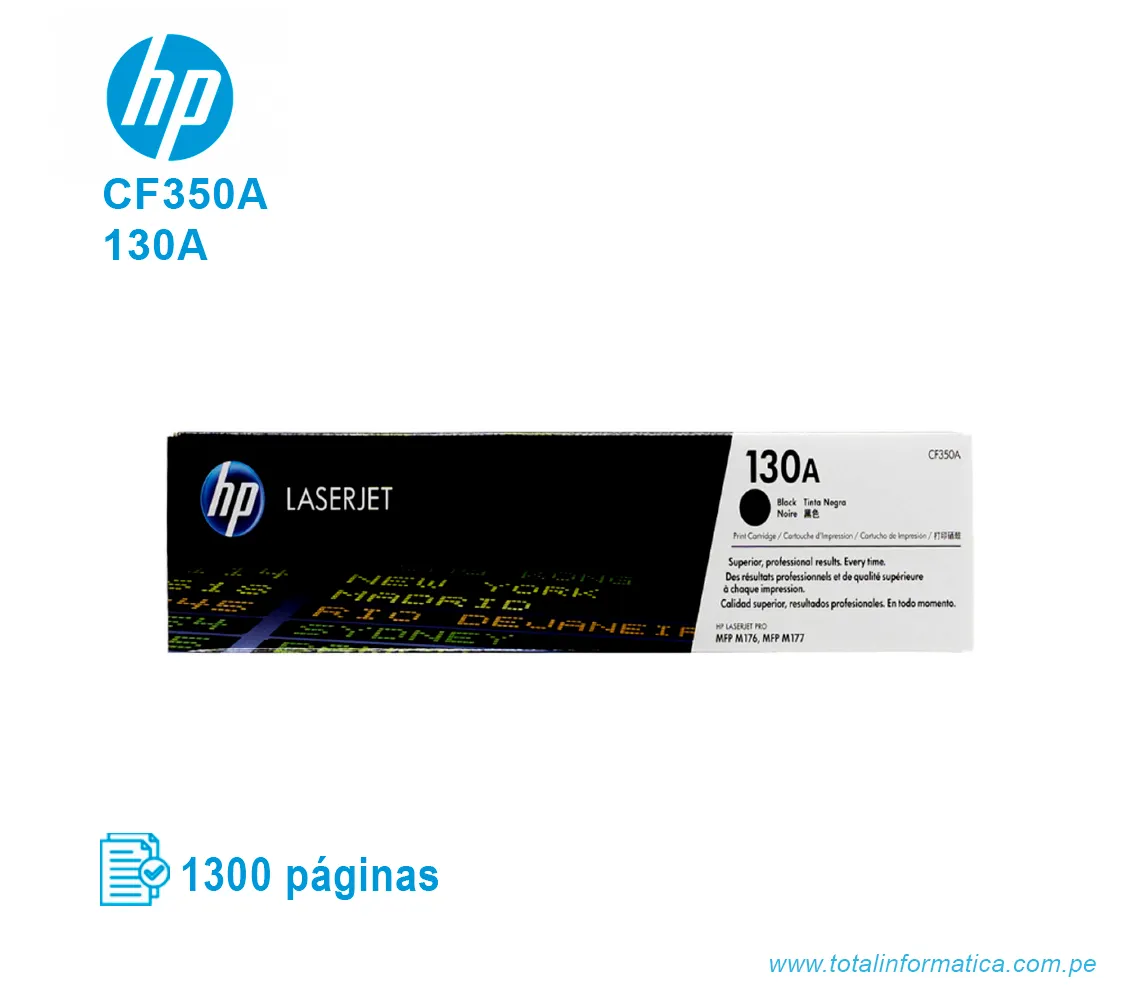 TONER HP 130A BLACK ( CF350A ) LASERJET MFP M177, 1300 PGS - imagen 1