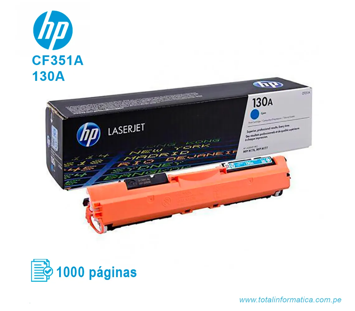 TONER HP 130A CYAN ( CF351A ) LASERJET MFP M177, 1000 PGS - imagen 2
