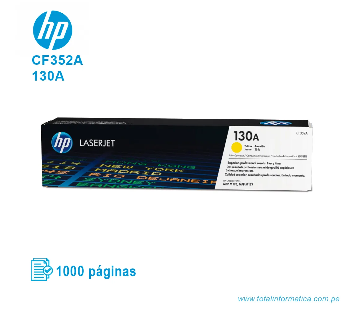 TONER HP 130A YELLOW ( CF352A ) LASERJET MFP M177, 1000 PGS - imagen 1