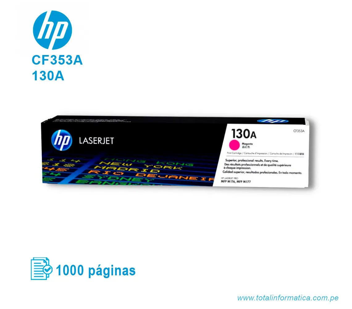 TONER HP 130A MAGENTA ( CF353A ) LASERJET MFP M177, 1000 PGS - imagen 1
