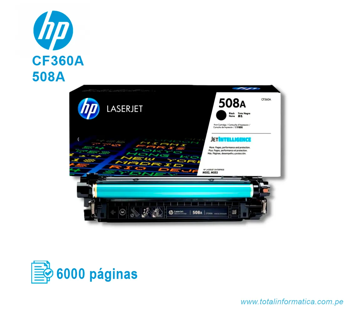 TONER HP 508A BLACK ( CF360A ) LASERJET M553, 6.0K PGS - imagen 2