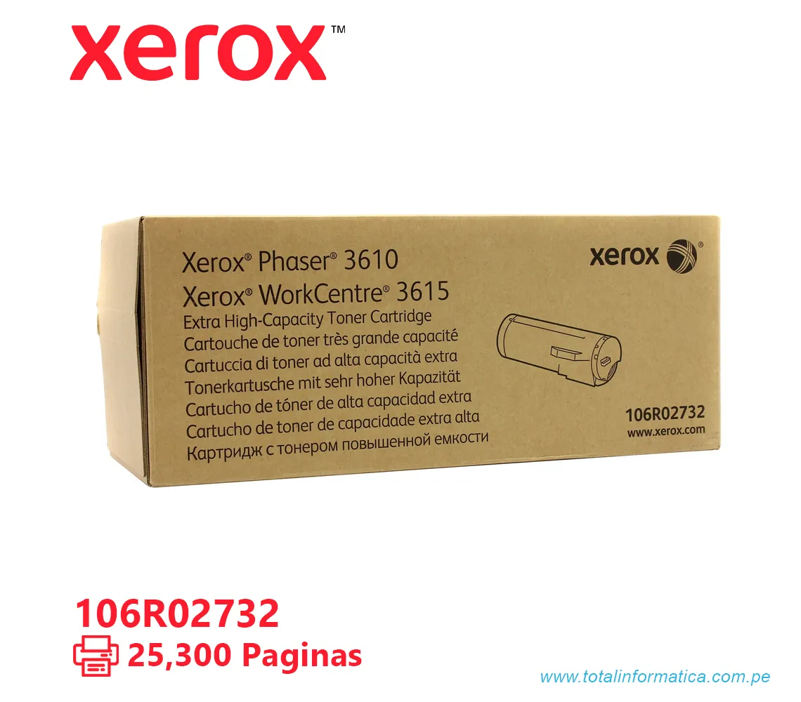TONER XEROX ( 106R02732 ) PHASER 3610, 3615 BLACK, 25,300 PAG - imagen 2
