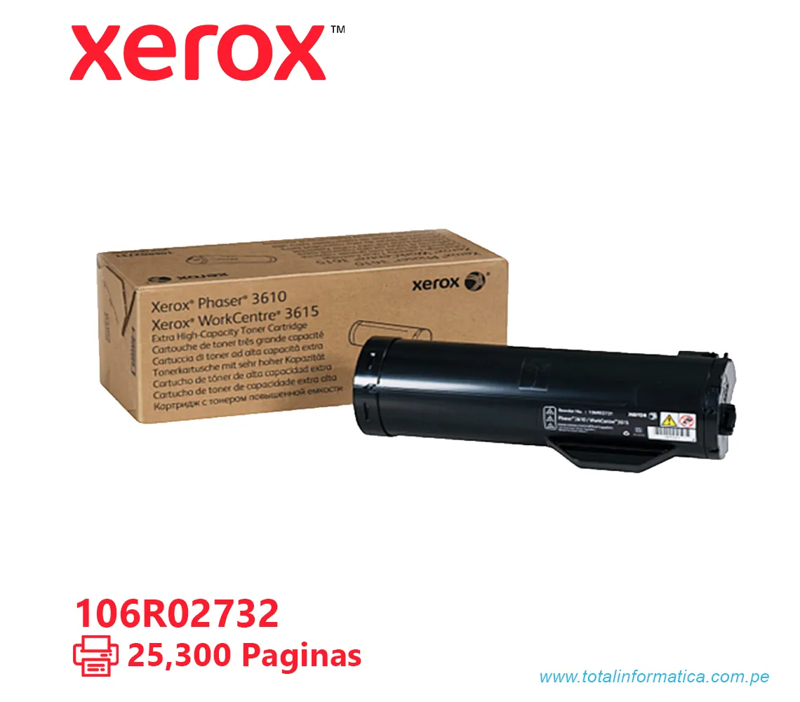 TONER XEROX ( 106R02732 ) PHASER 3610, 3615 BLACK, 25,300 PAG - imagen 1