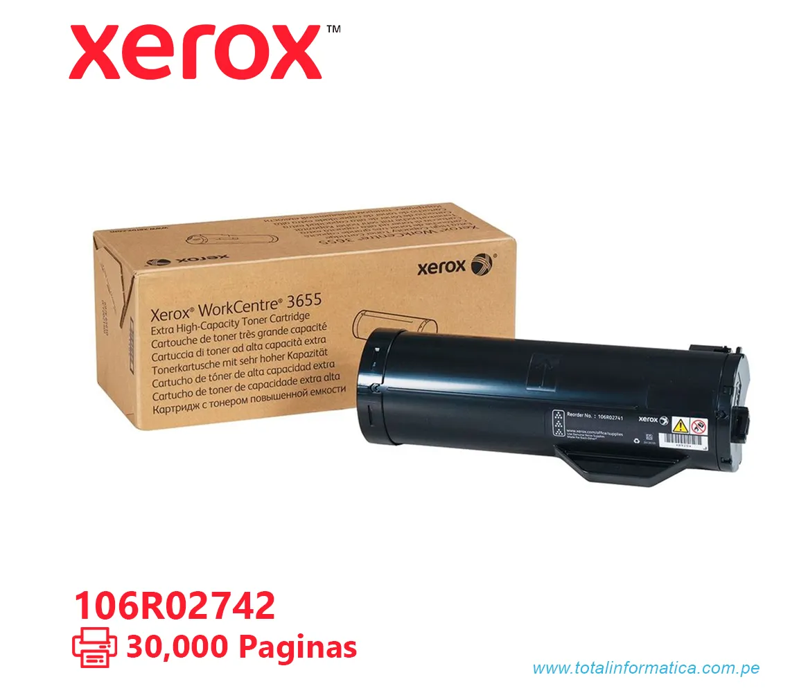 TONER XEROX ( 106R02742 ) WORKCENTRE 3655 BLACK, 30K PAG - imagen 1