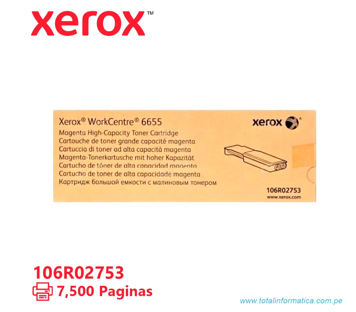 TONER XEROX ( 106R02753 ) WORKCENTRE 6655 MAGENTA, 7500 PÁG - imagen 2