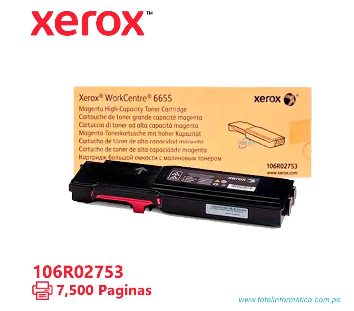 TONER XEROX ( 106R02753 ) WORKCENTRE 6655 MAGENTA, 7500 PÁG - imagen 1
