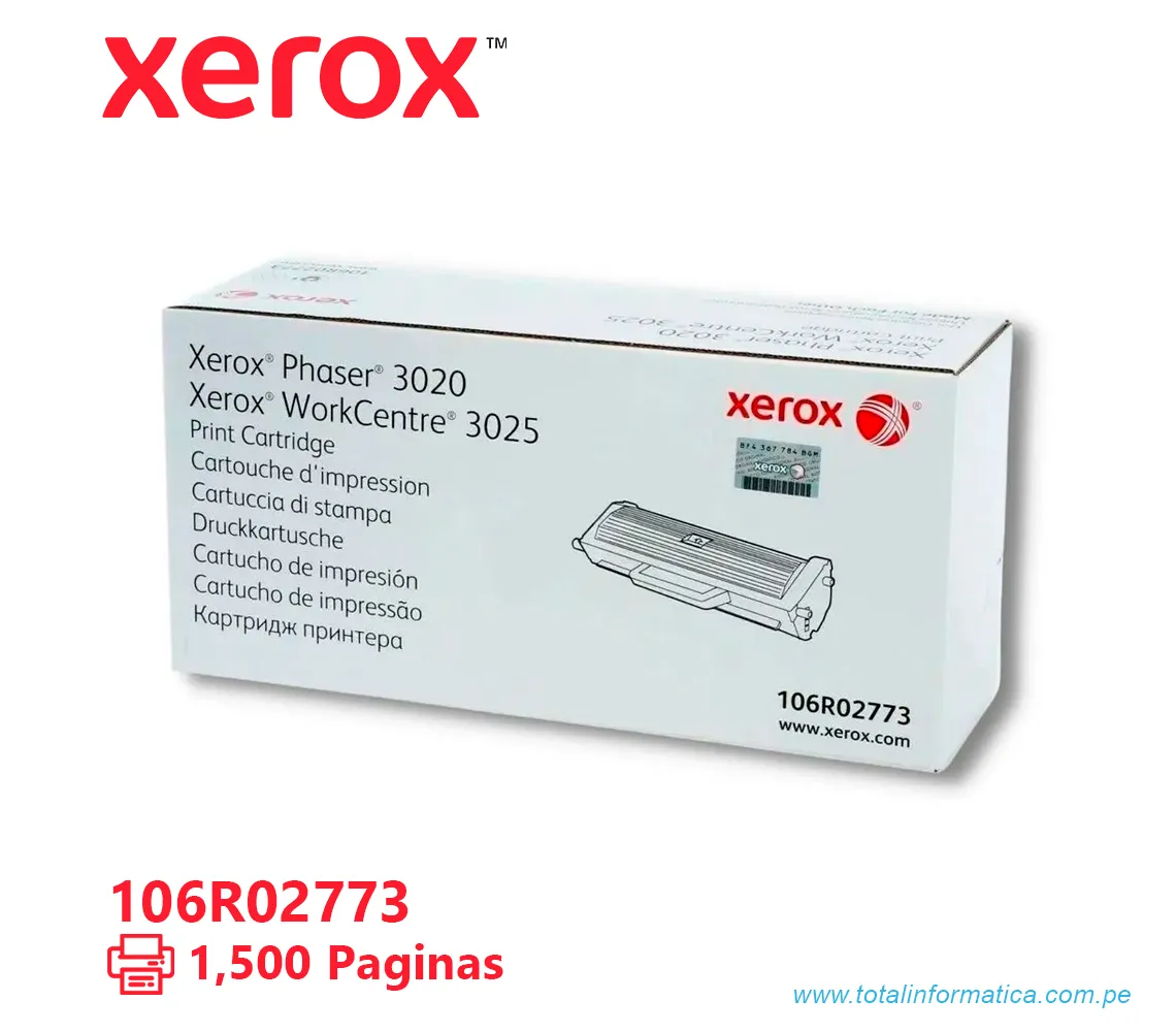 TONER XEROX ( 106R02773 )  PHASER 3020, 3025 NEGRO 1500 PÁG - imagen 2