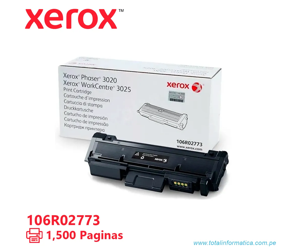TONER XEROX ( 106R02773 )  PHASER 3020, 3025 NEGRO 1500 PÁG - imagen 1