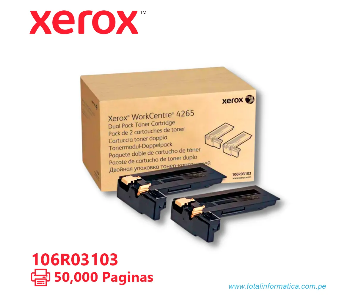 TONER XEROX ( 106R03103 ) WORKCENTRE 4265 NEGRO, DUAL PACK, 50K PÁG - imagen 1