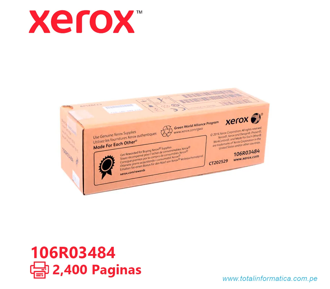 TONER XEROX ( 106R03484 ) WC 6510, 6515 BLACK, 2400 PÁG - imagen 2