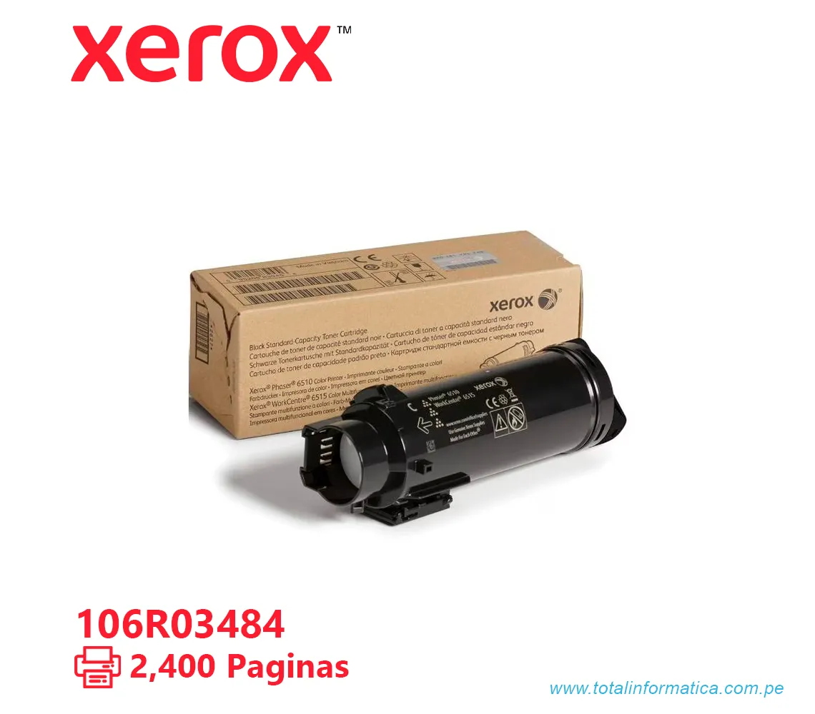 TONER XEROX ( 106R03484 ) WC 6510, 6515 BLACK, 2400 PÁG - imagen 1