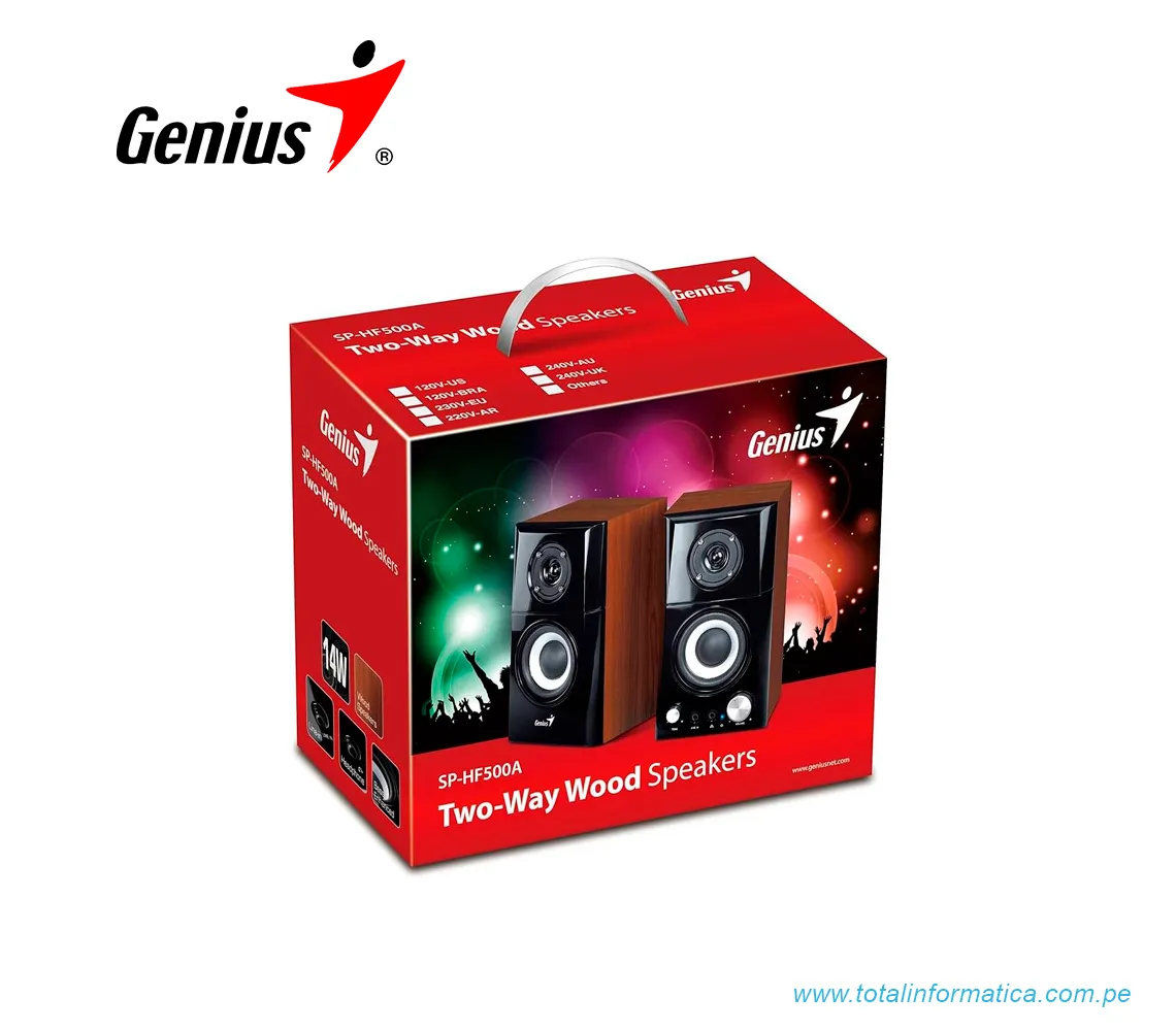 PARLANTE GENIUS SP-HF500A II 2.0, 16W, 3.5MM, 240V, MADERA/NEGRO(31730032400) - imagen 2