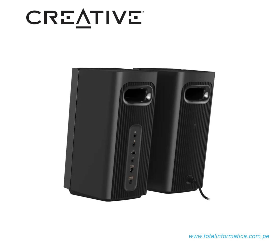 PARLANTE CREATIVE T60 2.0, 30W/60W, BLUETOOTH/USB-C/3.5MM/MIC SB, 220V, NEGRO(51MF1705AA001) - imagen 3