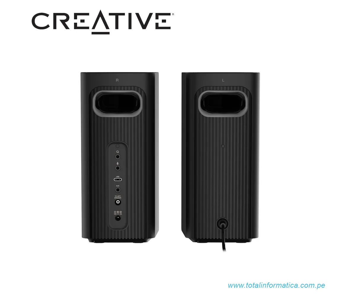 PARLANTE CREATIVE T60 2.0, 30W/60W, BLUETOOTH/USB-C/3.5MM/MIC SB, 220V, NEGRO(51MF1705AA001) - imagen 2