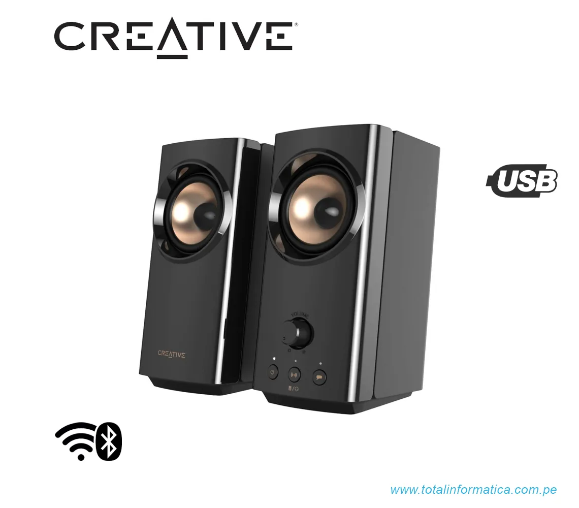 PARLANTE CREATIVE T60 2.0, 30W/60W, BLUETOOTH/USB-C/3.5MM/MIC SB, 220V, NEGRO(51MF1705AA001) - imagen 1