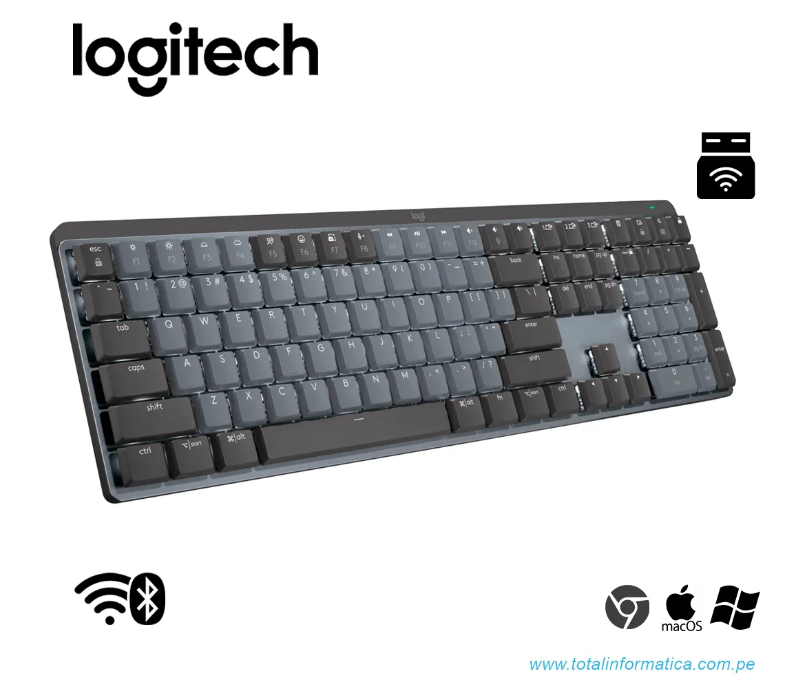 TECLADO LOGITECH MX MECHANICAL, INALAMBRICO/BLUETOOTH, NEGRO(920-010845) - imagen 1