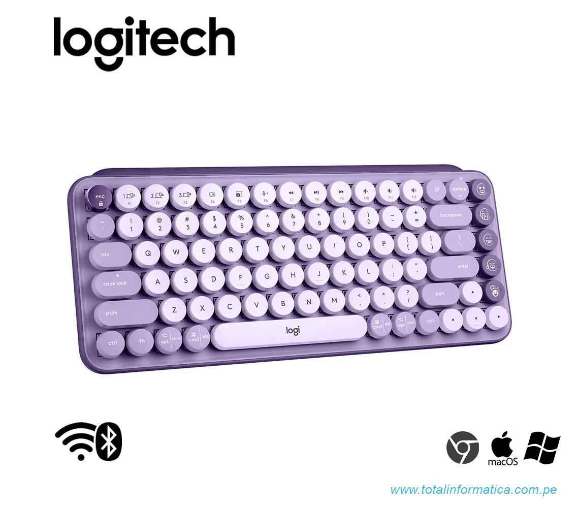 TECLADO LOGITECH POP KEYS, MULTI-DISPOSITIVO, INALAMBRICO/BLUETOOTH, LILA(920-011519) - imagen 1