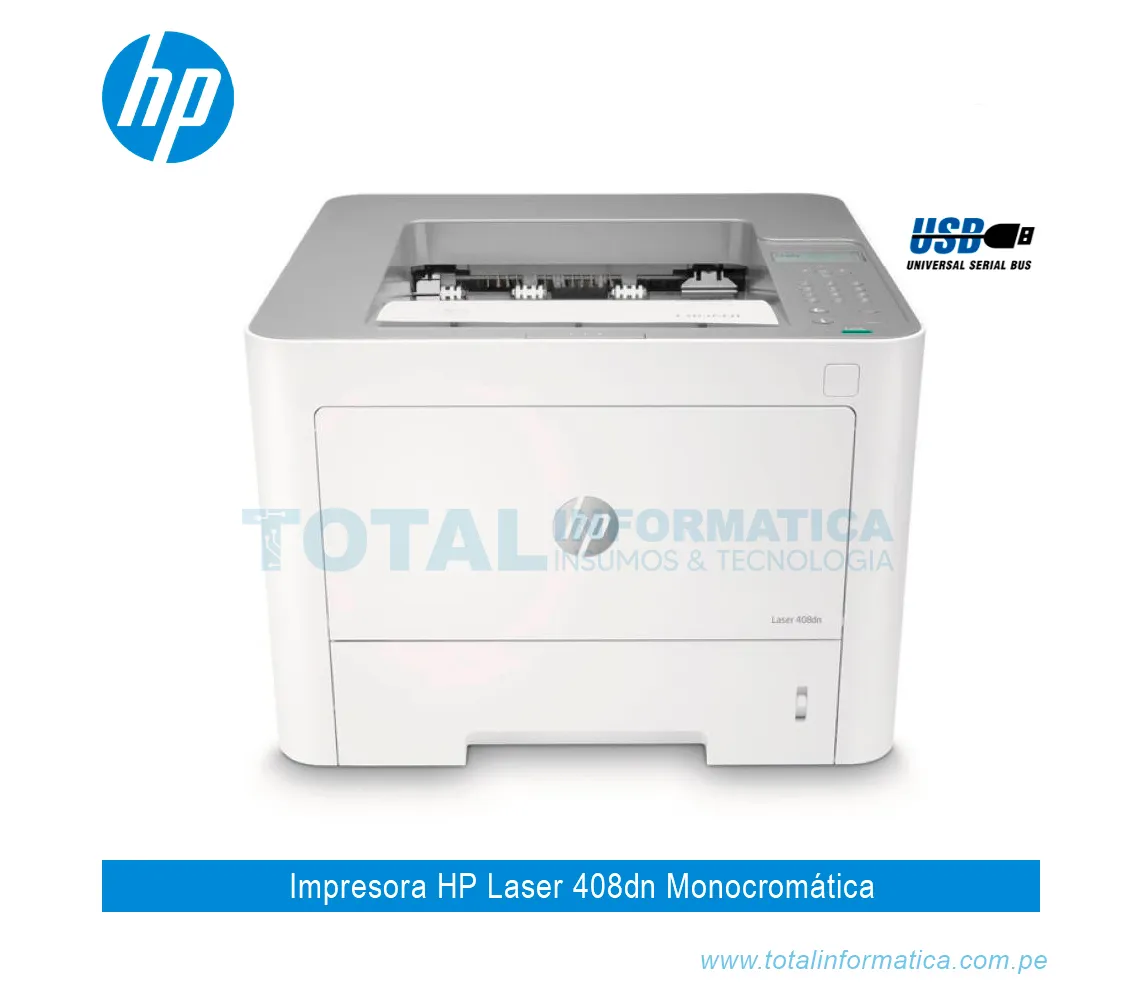   IMPRESORA HP LASER 408DN 42 PPM B/N, USB, RED - imagen 1