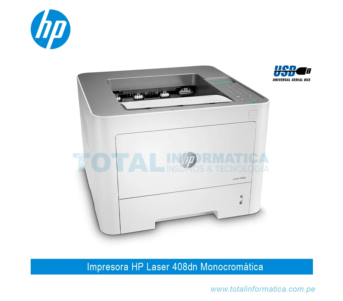   IMPRESORA HP LASER 408DN 42 PPM B/N, USB, RED - imagen 2