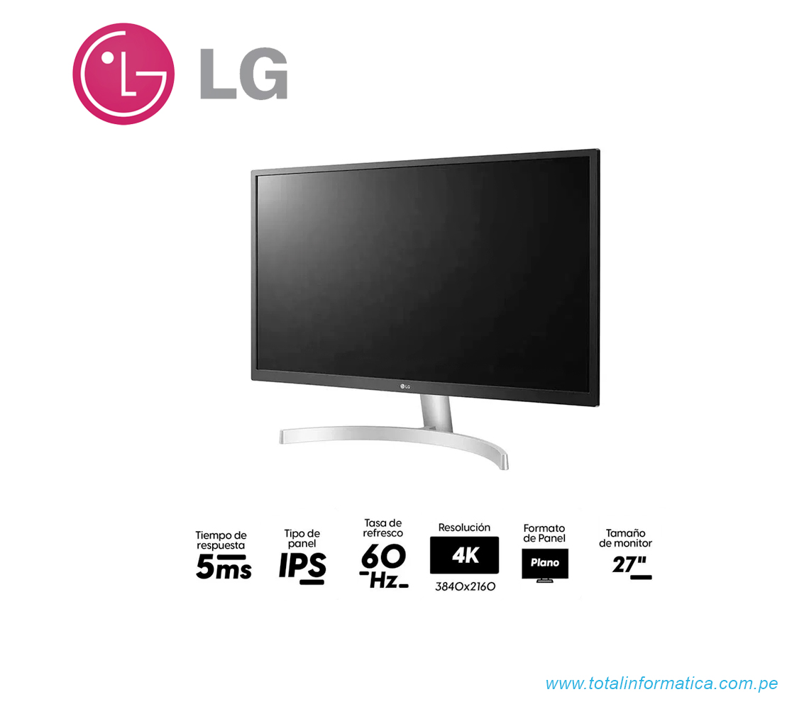 MONITOR LG 27UL500-W, 27" IPS, 3840x2160, 4K UHD HDR, HDMI / DisplayPort / Audio - imagen 1