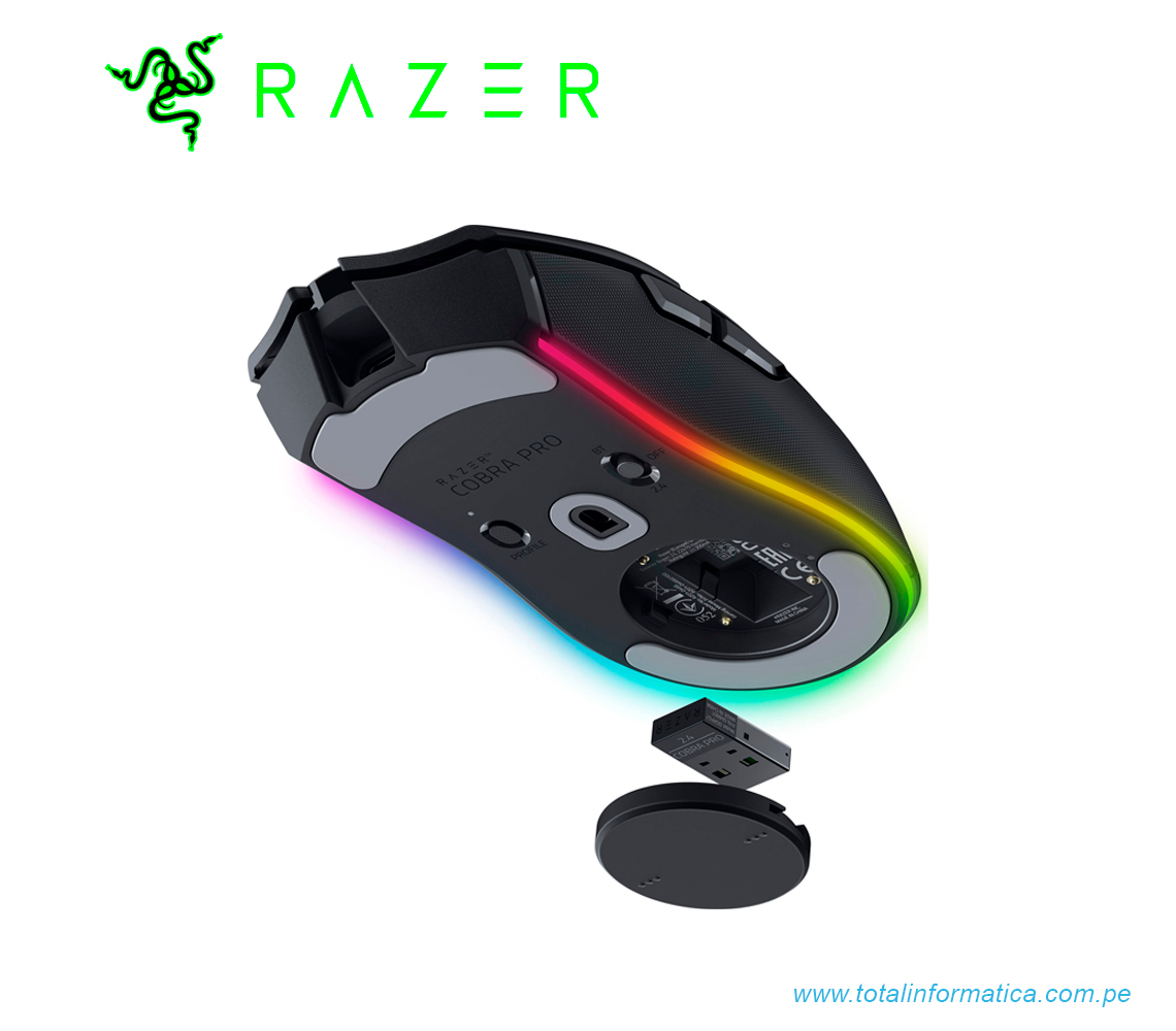 MOUSE GAMING RAZER COBRA PRO, 30K DPI, INALAMBRICO, BLUETOOTH, USB-C, RGB, NEGRO(RZ01-04660100-R3U1) - imagen 3