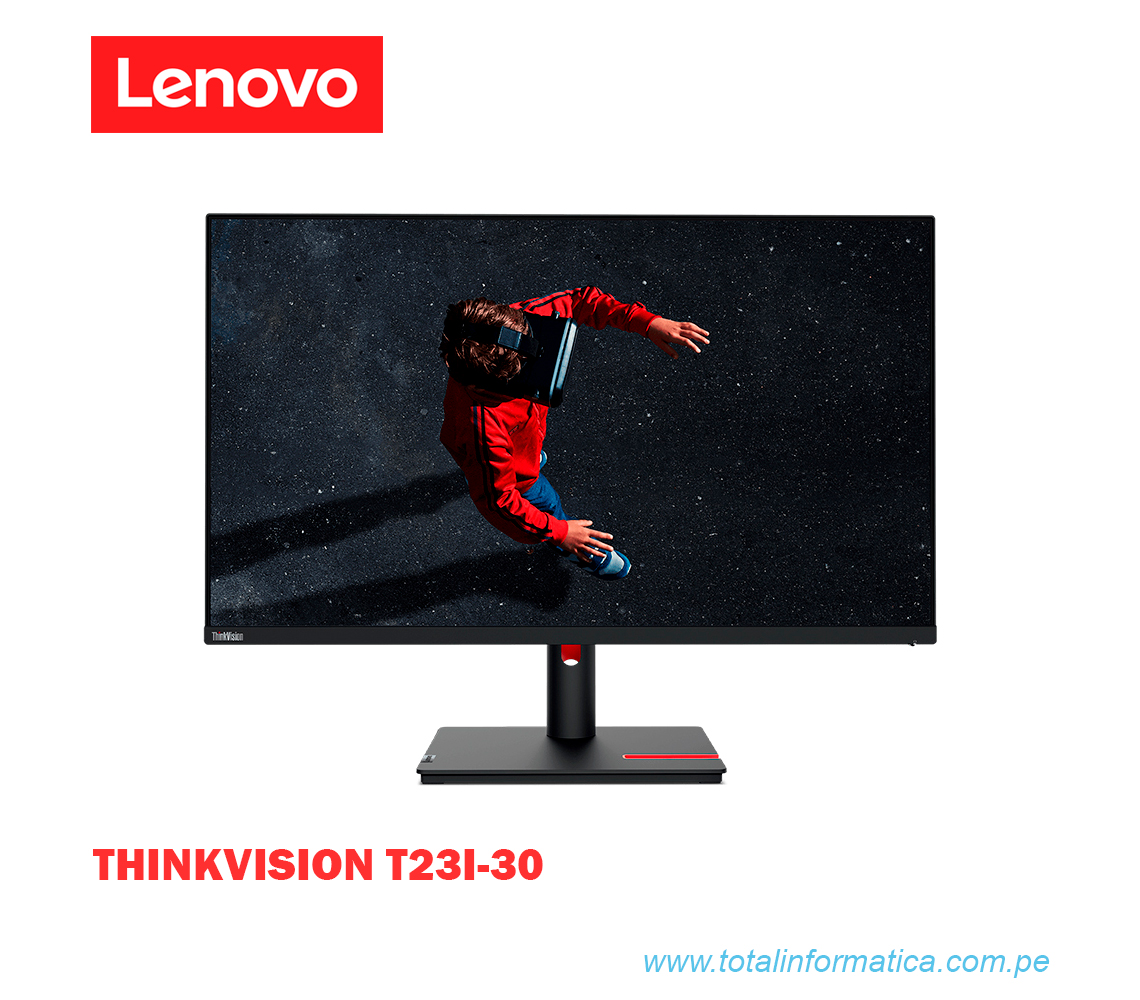 Monitor Lenovo ThinkVision T23i-20 23 Pulgadas IPS 1920 x 1080 DisplayPort  HDMI VGA USB 3.2 Gen1 x4
