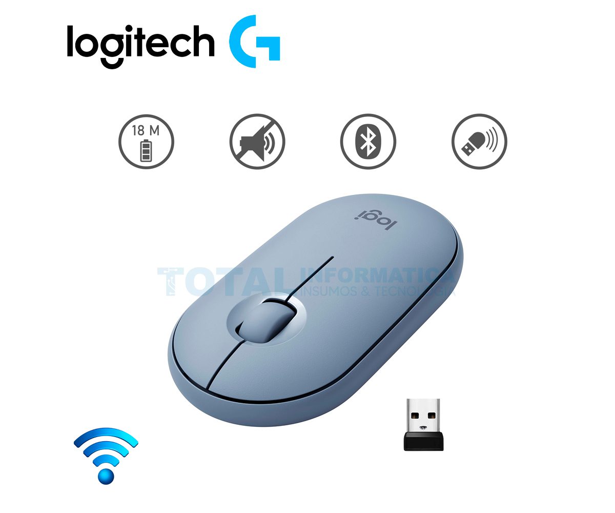 MOUSE LOGITECH PEBBLE M350 ( 910-005773 ) SILENCIOSO, INALÁMBRICO, BLUETOOTH, GRIS - imagen 2