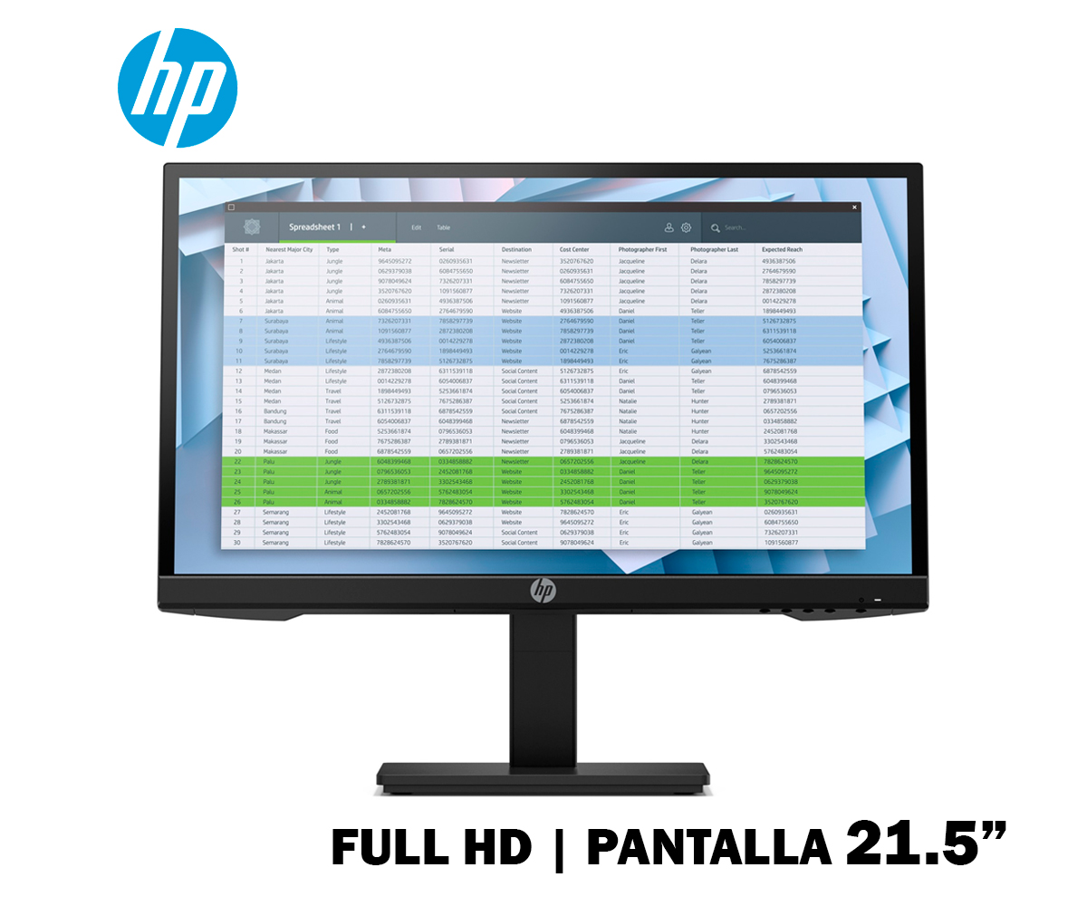 MONITOR HP P22H G4, 21.5", FHD, 1920X1080, IPS, HDMI, DP, VGA